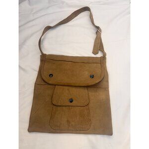 Vintage Tan Suede Leather Shoulder Bag Crossbody Small Messenger